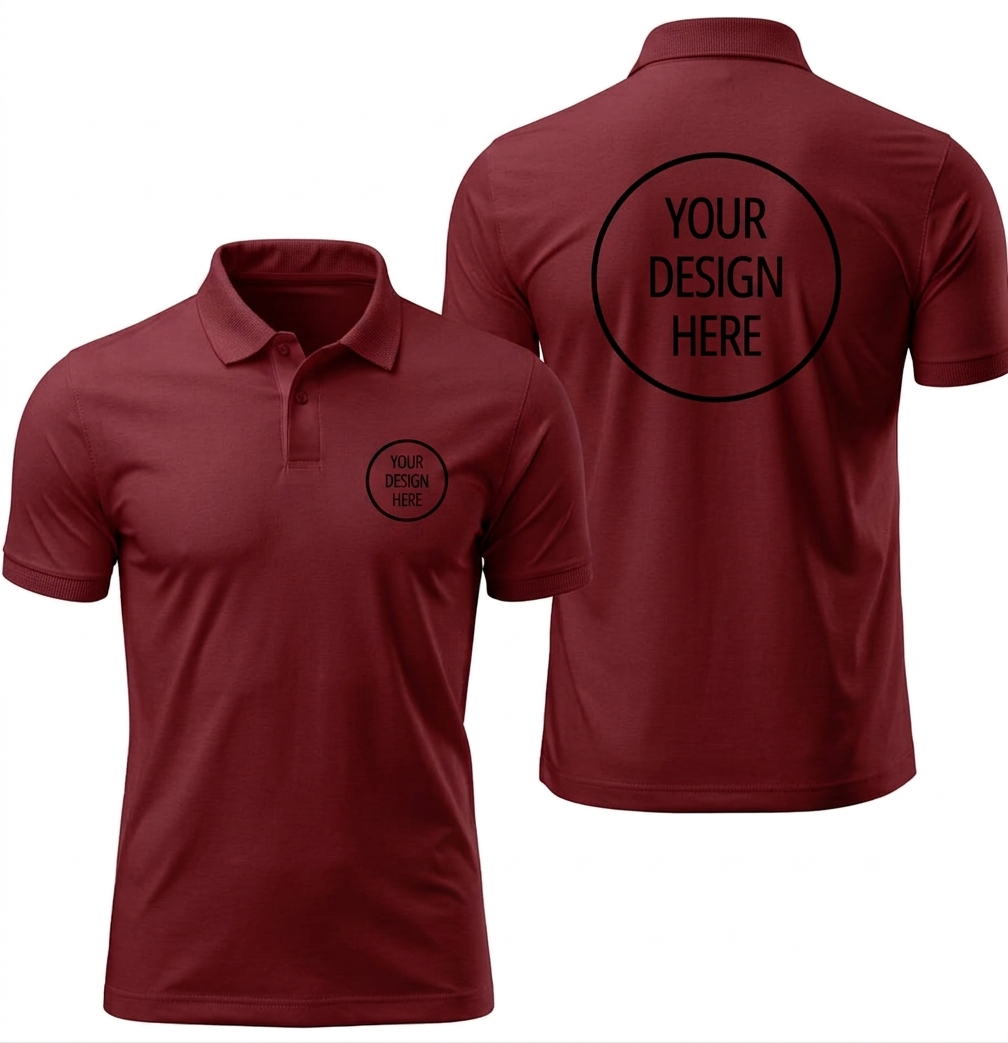 CUSTOMISED POLO TSHIRT POLYSTER - MAROON